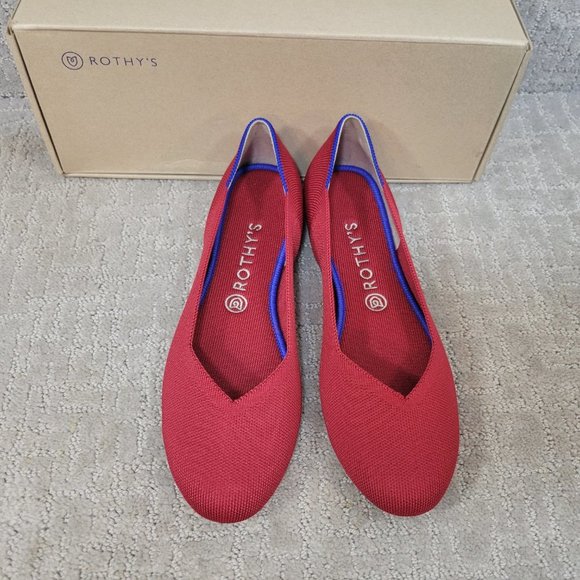 Rothy’s The Flats Scooter Red Slip On Ballet Shoes Women's Size US 10.5, 12 - Picture 2 of 10
